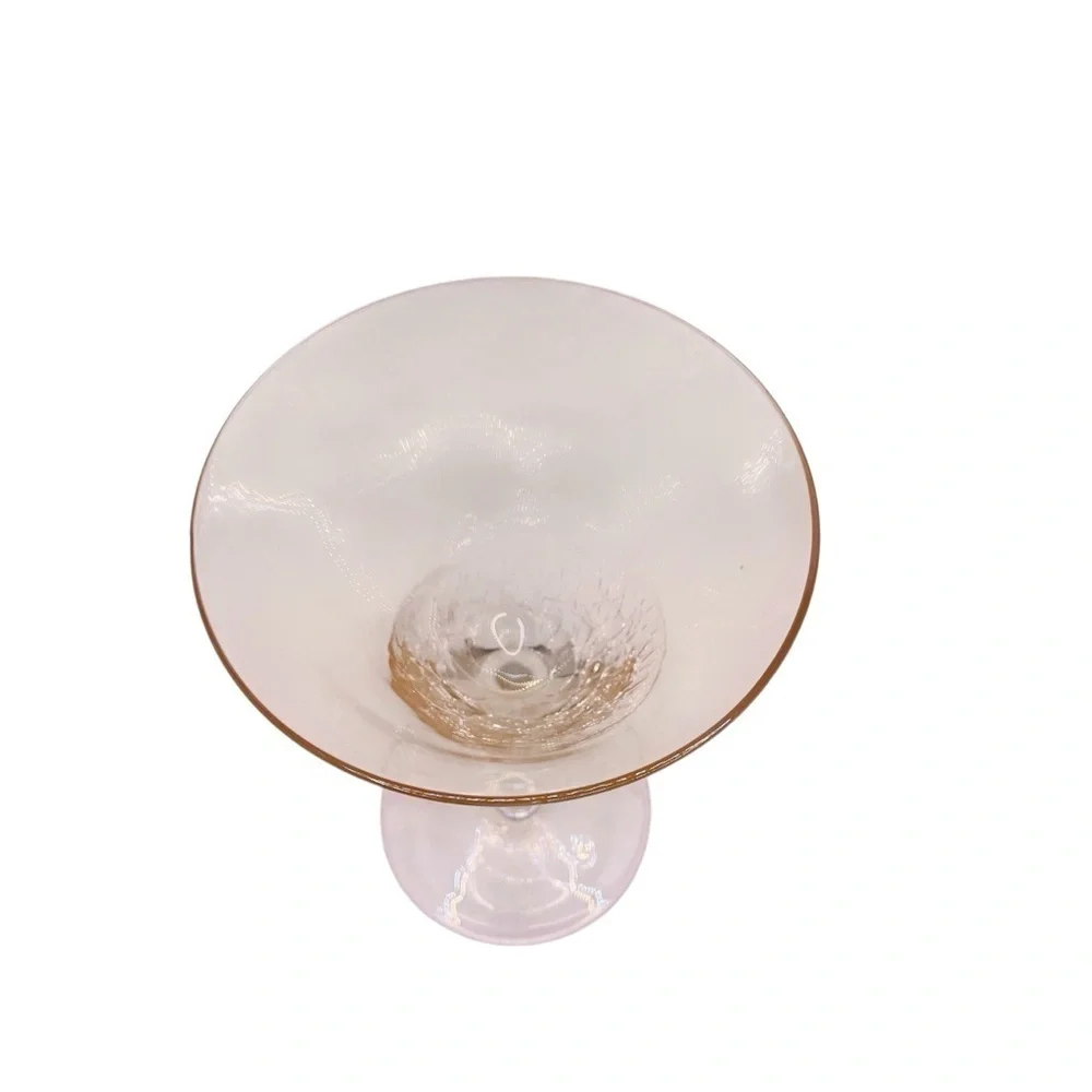 Pier 1 Blush Gold Crackle Martini Glasses Set of 4 MCM Cocktail Stemware 7.5